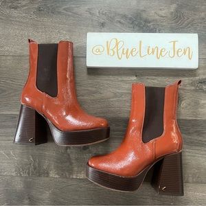 Circus NY Stace Patent Lug Sole Platform Boots NWOT